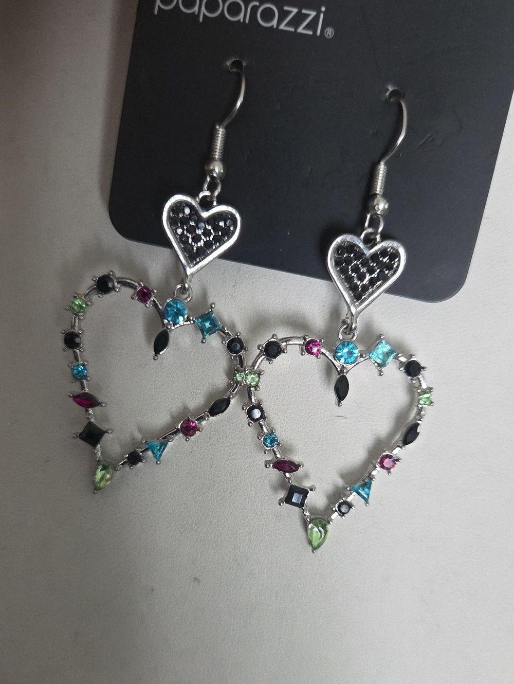 Paparazzi Multi Gem Heart Earrings NWT
